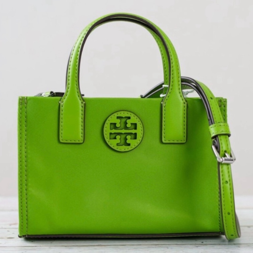 NWT Tory Burch Green Mini Nylon Crossbody Tote Bag